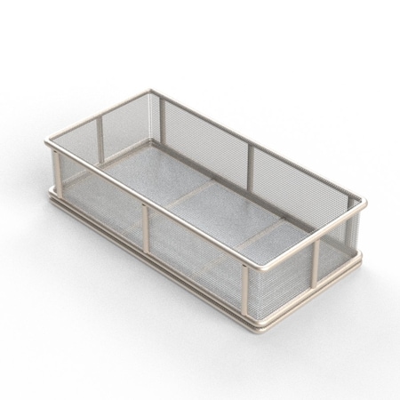 Anysizebasket Rectangular Wire Mesh Basket: 12Lx6Wx3H, 304 SS, 1/4 Rod Frame, No Handles, Mesh: 8 x .047 TMT-120060030-N08S